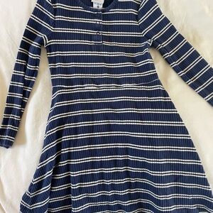 Hanna Andersson Navy and White Striped Kids Dress